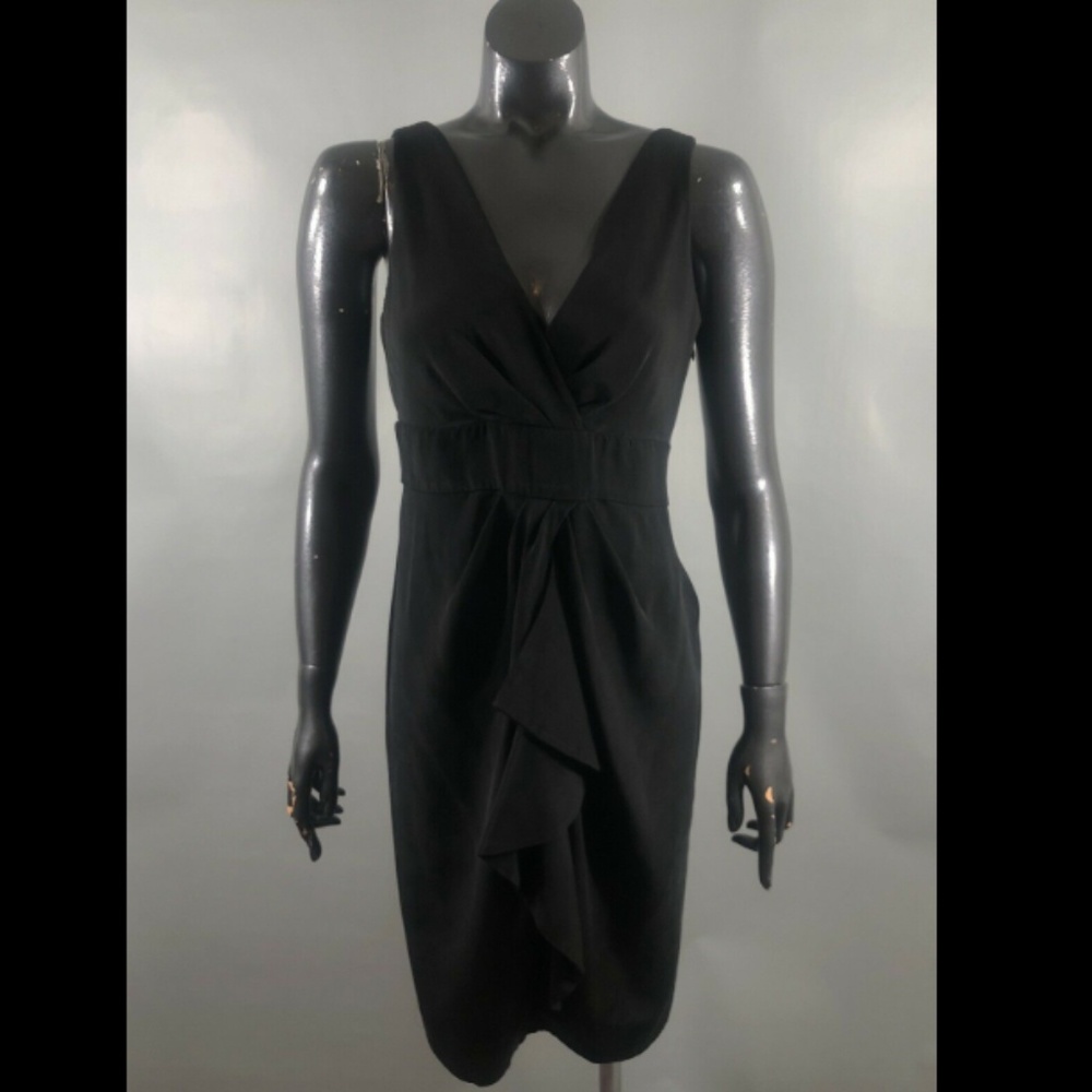 Diane von Furstenberg DVF Black Silk V Neck Dress